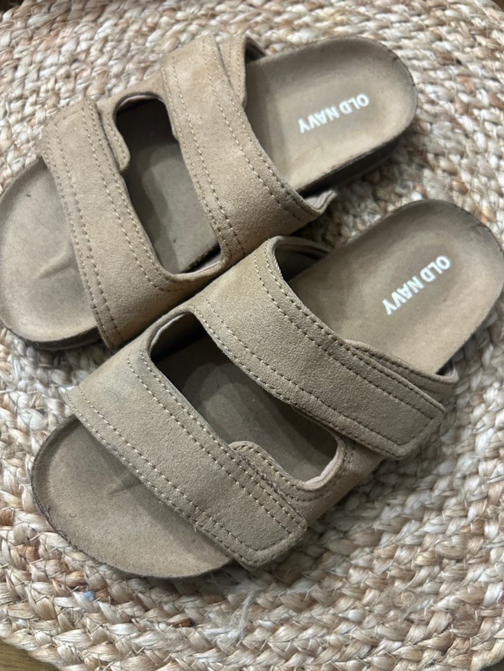 Old Navy Kids Suede-Look Double Strap Sandals in Light Brown